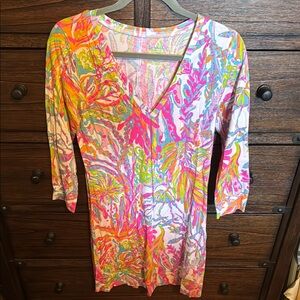 Colorful V-Neck Patterned Dress